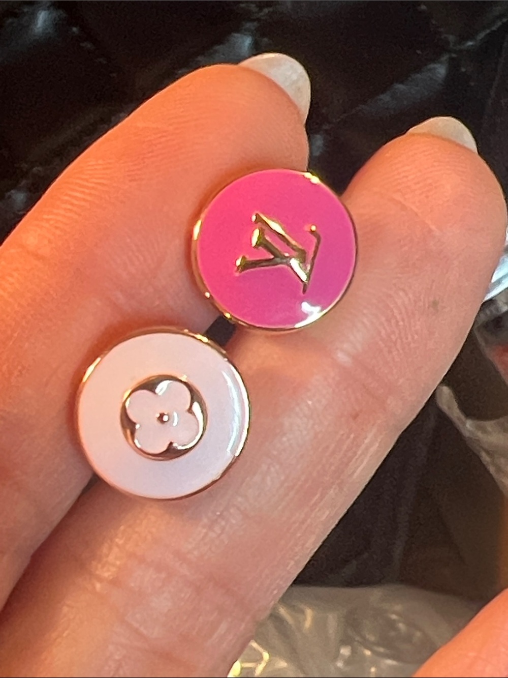Pink & Light Pink Enamel Logo Earrings